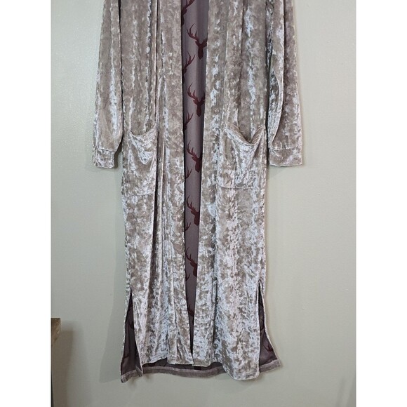 Panache Apparel Crushed Velvet Duster Cardigan Small Maxi Boho Chic Cabincore - Picture 6 of 15